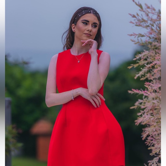 Zara red voluminous mini dress crepe material- Valentine’s Day dress - Picture 11 of 15